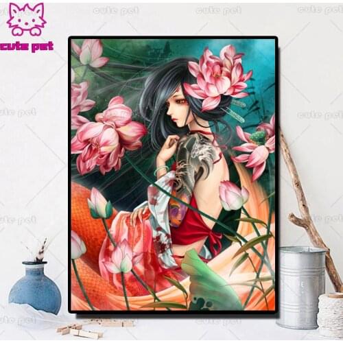 Diamond Embroidery lotus flower Mermaid Cross Stitch Kits Diy Home Decoration Diamond Painting Full Square Drill Handmade Gift