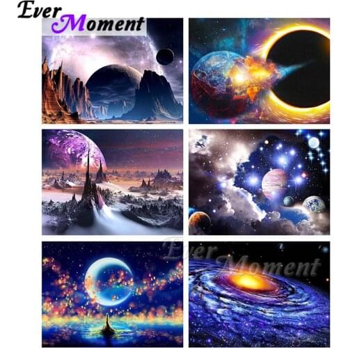 Ever Moment Diamond Painting Crystal Rhinestones Planet Picture Full Square Resin Drills Home Decoration New Arrival ASF2175