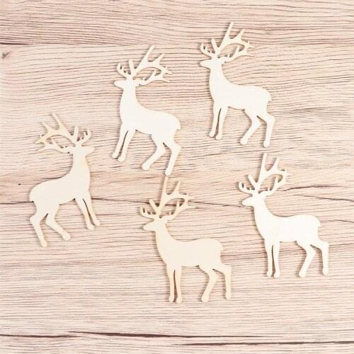 20pcs DIY Wood Deer Crafts Sika Deer Graffit Wood Piece DIY Painting Slices Educational Wood Crafts Christmas Decor Acce A35