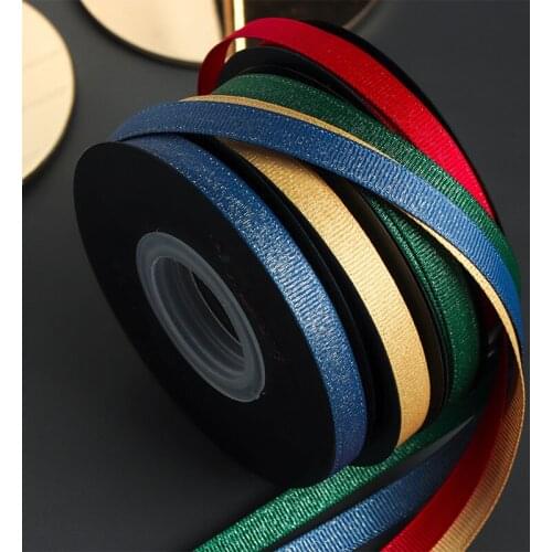 9mm 20Yards Double Side Grosgrain Ribbon Sparkling Webbing With Ribbed for Home Wedding Christmas Decoration DIY Gift Wrapping