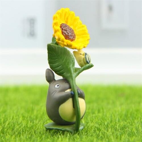 Hot Anime Totoro Sunflower Miniature Fairy Garden Home Succulents Decoration Mini Craft Micro Landscaping Decor DIY Model