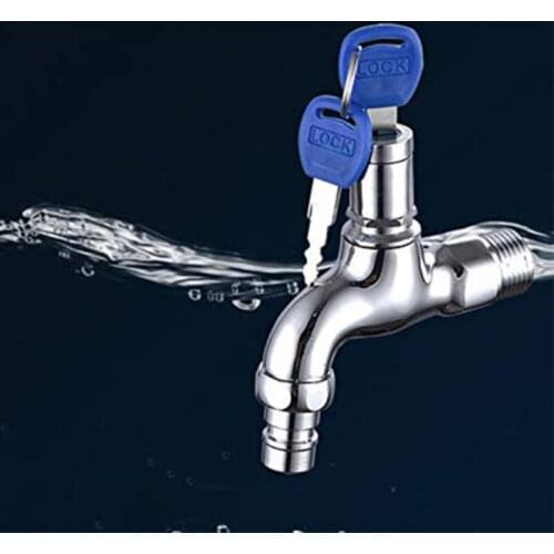 1PC Anti-theft Faucet Water Tap With Lock Key Alloy Body Single Hole Key Switch Faucet Bibcocks For Kitchen Outdoor Garden