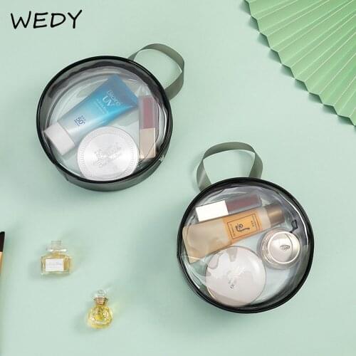 Round Pvc Cosmetic Bag Transparent Portable Makeup Pouch Waterproof Travel Toiletry Bag Necesserie Organizer Clear Beauty Case