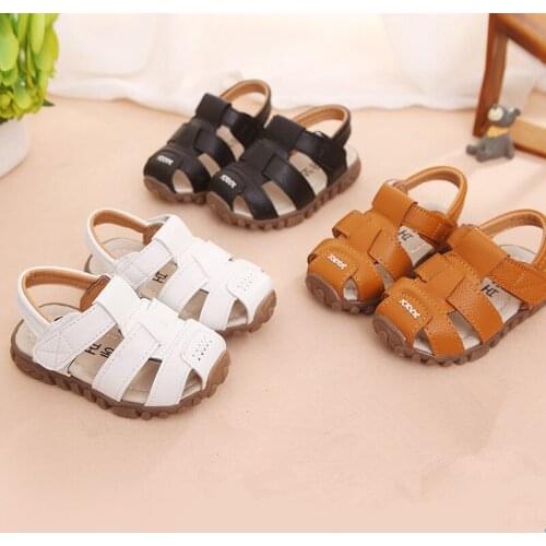 Summer Toddler Baby Sandals For Little Boys Baotou Breathable Kids Infant Brown White Black Beach Sandals 1 2 3 4 5 6 Years Old