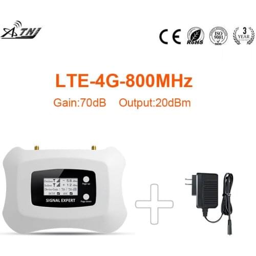 LTE 4G Smart Mini 800MHz Mobile Signal Booster Cell Phone Signal Repeater Cellular Signal Amplifier only Booster + Adapter