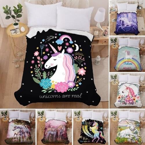 Fashion Unicorn/Flamingo Pattern Sofa /Travel /Bed Blanket Soft Plush Blanket Microplush Throw Blanket 150*200cm