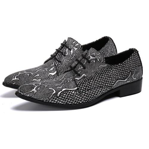 Genuine Leather Mens Shoes High Heels Alligator Shoes For MenDress Wedding Formal Shoes Iron Pointed Toe Luxury Oxford