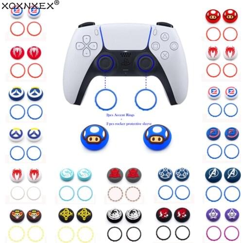 Thumb Stick Grip Cap Soft Silicone Thumbstick Joystick Cover For Sony Playstation5 PS5 Accent Rings Replacement Accessories