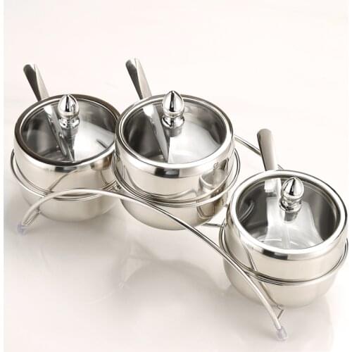 Stainless Steel Seasoning Jar Combination Set Household Salt Shaker Sugar Bowl Pepper Jar Flavor Storage Box Kitchen Supplies