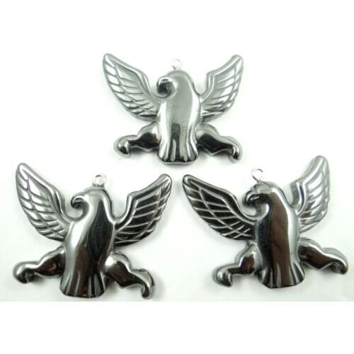 Natural Quartz crystal Titanium Hematite hand-Carved Dove Gem pendant for diy jewelry making necklace Accessories3pcs P2