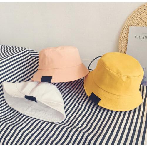 Solid Color Baby Boy Girl Hats Summer Cotton Baby Bucket Hat Kids Fisherman Beach Sun Cap 2-4 Y