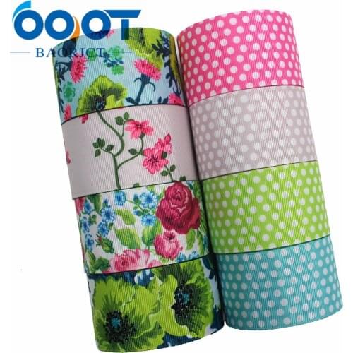 OOOT BAORJCT I-1912214,10yards 38mm,Colored dots Thermal transfer Printed grosgrain Ribbons,Clothing DIY handmade materials