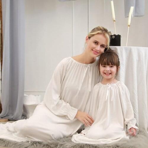Casual Mother Daughter Family Pajamas Autumn Long Sleeve Loose Sleeping Dress Women Girls Family Matching Clothes Nightgown