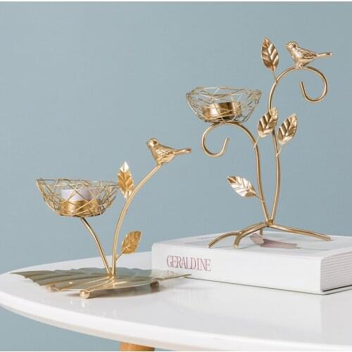Nordic Luxury Wrought Iron Gold Candle Holder Romantic American Dinner Living Room Wedding Centerpieces Creative Decoration X6T