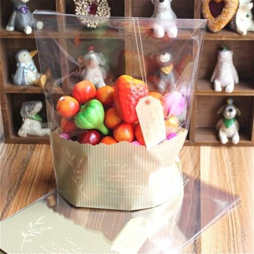 50pcs 18x23cm large size Clear Cellophane Stand Up Pouch Plastic Bags For Cookie Bakery Baking Bread Toast Candy Food Packaging