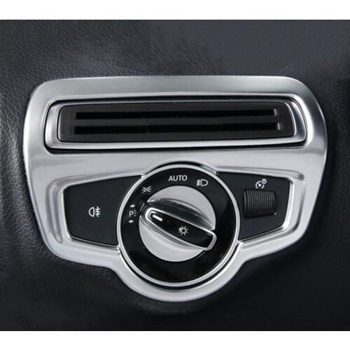 Stainless Steel Car Headlight Switch Frame Decoration Cover Trim For Mercedes Benz GLC X253 260 300 2016-17 Interior Accessories