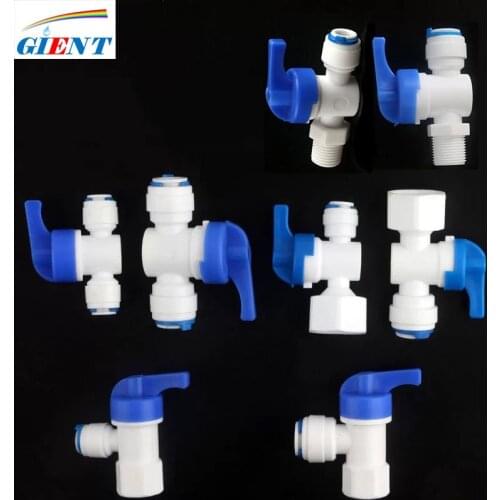 RO Water Straight Plastic Ball Valve 1/4" 3/8" OD Hose Quick Connect 1/4" 3/8" Male 1/2" Female Reveser Osmosis Aquarium Fitting