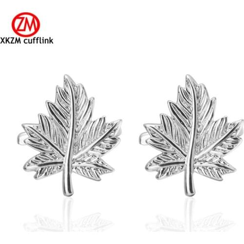 Luxury Men Silvery Maple metal Cufflinks High Quality Lawyer Groom Wedding Cufflinks For Mens Shirt Cuff Links French Jewelry