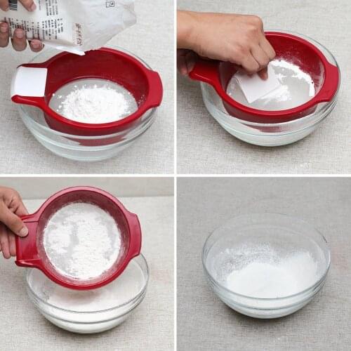 Stainless Steel Fine Mesh Flour Sugar Sifter Sieve with Scraper Kitchen Tool