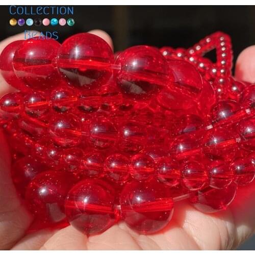 Red Glass Crystals Spacer Round Bead For Jewelry Making 4-12 MM DIY Bracelets Accessories Wholesale