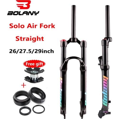 BOLANY MTB Bicycle Air Fork Suspension 26/27.5/29er Inch Magnesium Alloy Straight Hand Lock Oil and Gas Fork Bike Accessories