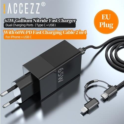 !ACCEZZ 65W Charger Type C QC 4.0 3.0 PD Fast Charging for iPhone 12 11 Pro Max 8 Plus Huawei Samsung Quick Charge Phone Adapter