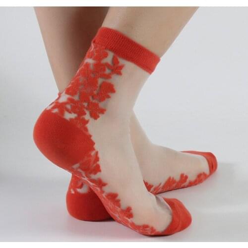 Women Lace Floral Ankle Sock Soft Comfy Sheer Silk Cotton Elastic Mesh Knit Frill Trim Transparent WomenS Socks 2021 Hot