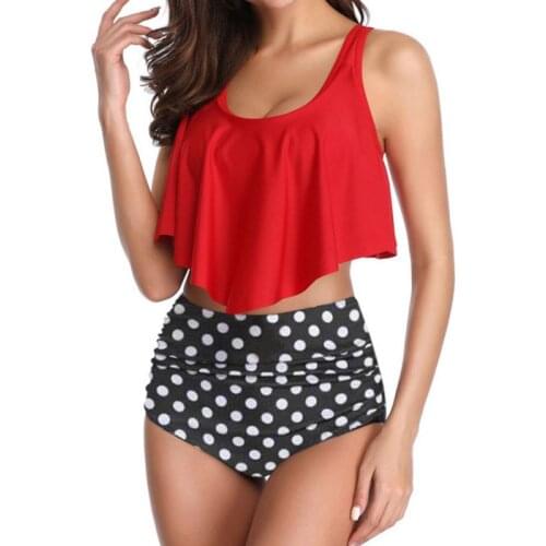 Women Swimsuits Two Piece Bathing Suits Tankini Ruffled Flounce Top with High Waisted Bottom Bikini Set Outdoor Sport Hot Sell