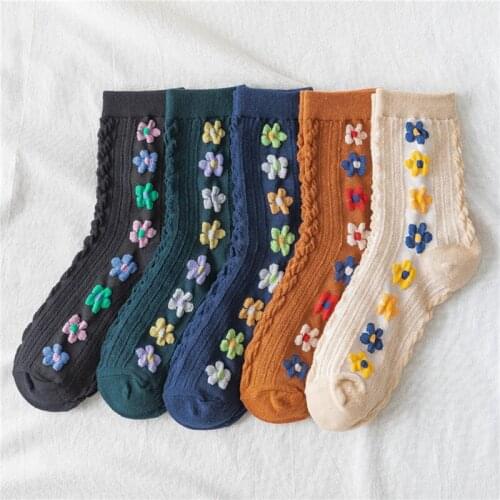Ladies Japanese Harajuku Women Socks Popsocket With Flowers Funny Socks Autumn Winter Women Kawaii Girls Calcetines Mujer