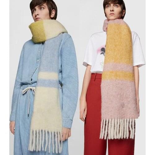 Winter Scarf Women Cashmere Warm Pashmina Color Patchwork Foulard Female Scarf Wrap Thick Soft Bufanda Tassel Shawl Long Stole