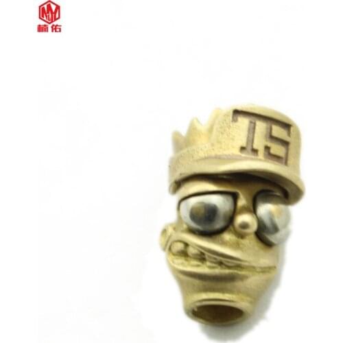 1PC Sports Big Eye Stick Player Retro Brass Copper EDC Paracord Beads Umbrella Rope Cord Lanyard Pendants Knife Beads