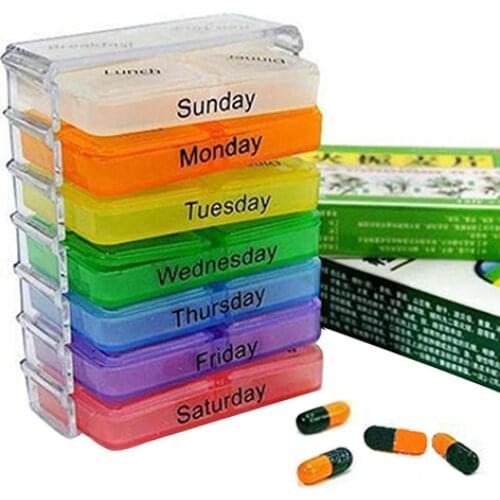 1Pc 7 Days Pill Medicine Box Weekly Tablet Holder Storage Organizer Container Case Pill Case Pill Storage Organizer Container