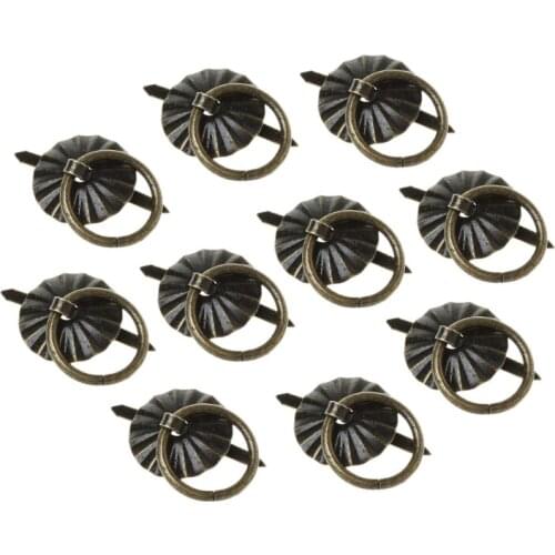 10pcs Green Bronze Color Ring Pin Handle Drawer Cabinet Desk Pull Knob Furniture Accessories