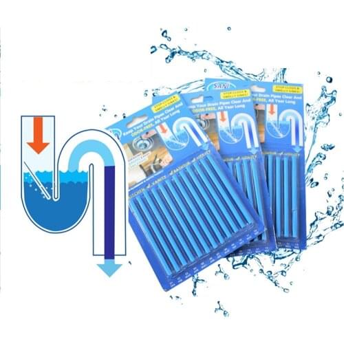 12pcs Sani Sticks Oil Decontamination Kitchen and Toilet Bathtub Drain Cleaner Sewer Cleaning Rod Convenient Sewer Hair Clear