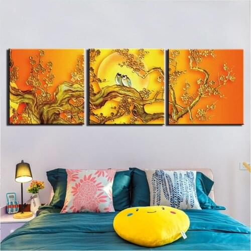 3pcs Diy full round square diamond embroidery Bird And Tree diamond painting mosaic triptych painting rhinestones canvasZP-389