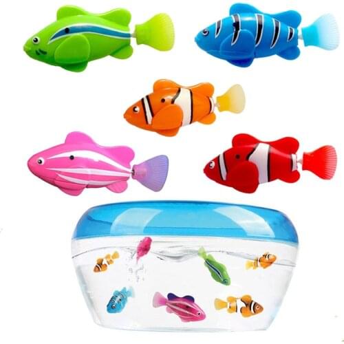 5 Pcs / Set Robot Electronic Fish Swim Toy Battery Included Robotic Pet for Kids Bath Toy Fishing Decorating Act Like Real Fish