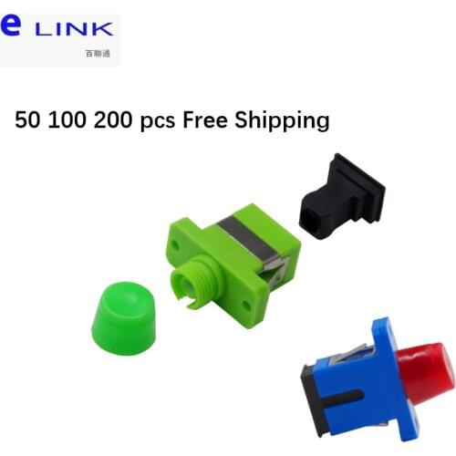 50/100/200pcs SC FC fiber optic adapter plastic blue green single-mode Simplex connector APC SM coupler free shipping IL
