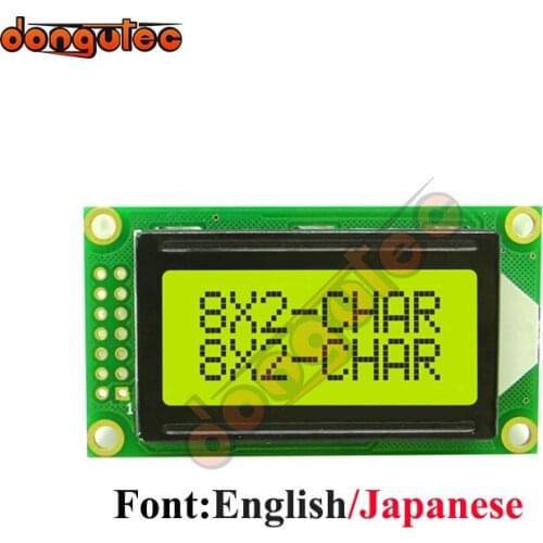 8x2 LCD Module 0802 0802E Character Display Screen Yellow Green English/Japanese 5V AIP31066 or EQV