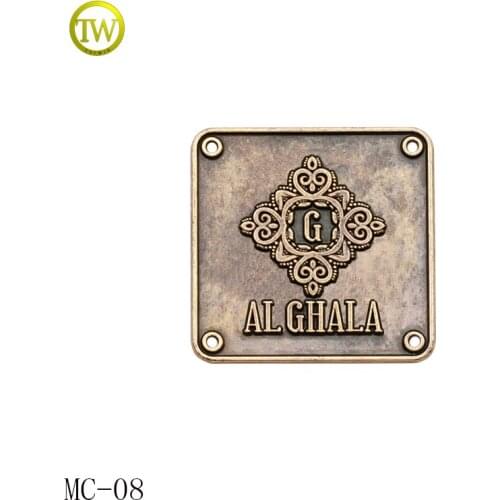 Antique brass Garment tag metal Logo label Metal Name Tags for clothing