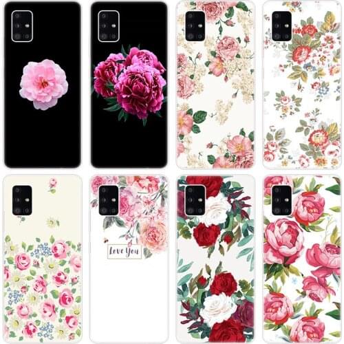 Colorful Flower Rose Peony Case for Samsung Galaxy A12 A02 A03S A21S A22 A32 A52 A72 A82 Quantum 2 S21 Plus FE Ultra M02S M12