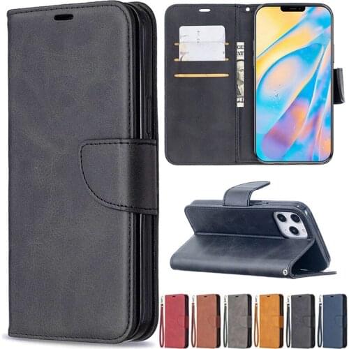 Leather Flip Case For iPhone 12 Pro Max 11 Pro SE 2020 X XS XR XS Max 8 Plus 7 Plus 6S Plus 5S SE Sheepskin Cover With Card Slot