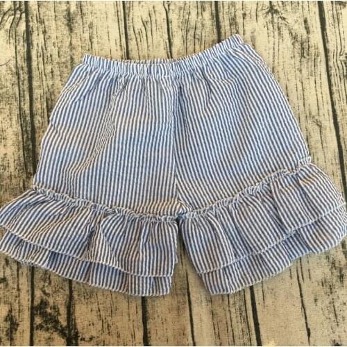 Childrens Girls Seersucker Shorts Kids Double Ruffled Shorts Toddler Girl Shorts Jinhua Clothing Factory Wholesale