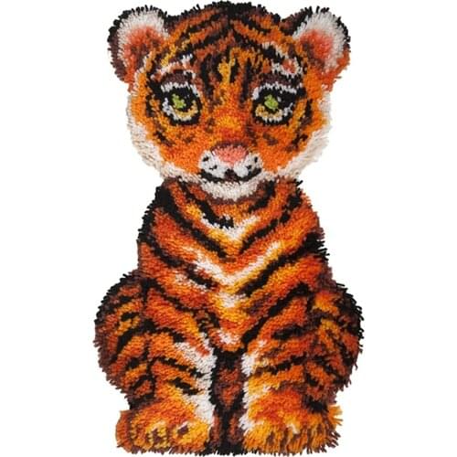 Tapestry Kits Latch Hook Rug Kits With Printed Pattern Carpet Embroidery Needlework Button Package DIY Rugs Tiger 24"x39"