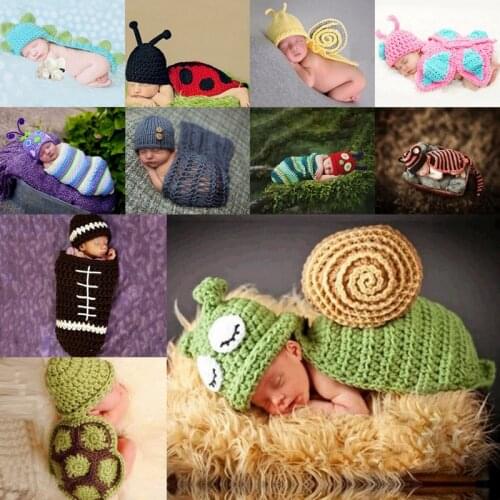 12 Styles Cute Handmade Photography Costume Infant Crochet Knit Outfits Cute Photo Accessories