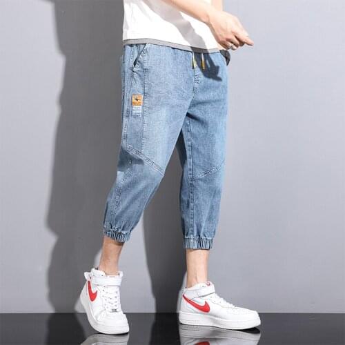 Anbican Fashion Summer Harem Jeans Men Streetwear Baggy Capris Jogger Jeans Pants Men Casual Denim Shorts 5XL