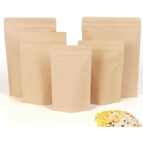 Ferimo 50pcs Aluminum coated kraft paper bag self sealing food packaging storage bags sealed zip lock baggies