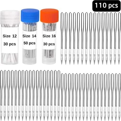 Imzay 110 Count 30PCS 80/12 + 50PCS 90/14 + 30PCS 100/16 Sewing Machine Needles, Universal Regular Point