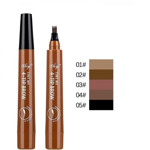 5 Colors Four Liquid Forked Eyebrow Pencil Long Lasting Natural Anti-Blooming Makeup Smooth Lines Waterproof Beauty Cosmetics