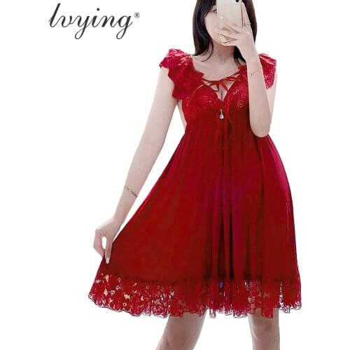 Lace Sleep Tops Lingerie Women Pyjamas Sexy Sleepwear Plus Size Nightwear Transparents Night Dress Night Gown Sexy Clothes