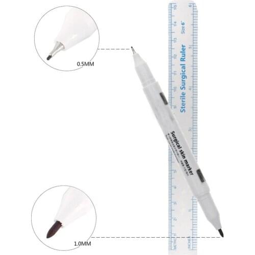 Skin Marker Piercing Marking Pen Fit Eyebrow Double Heads Point Marking Eyelash Extension Fixed Point Pens Tattoo Scribe Tool